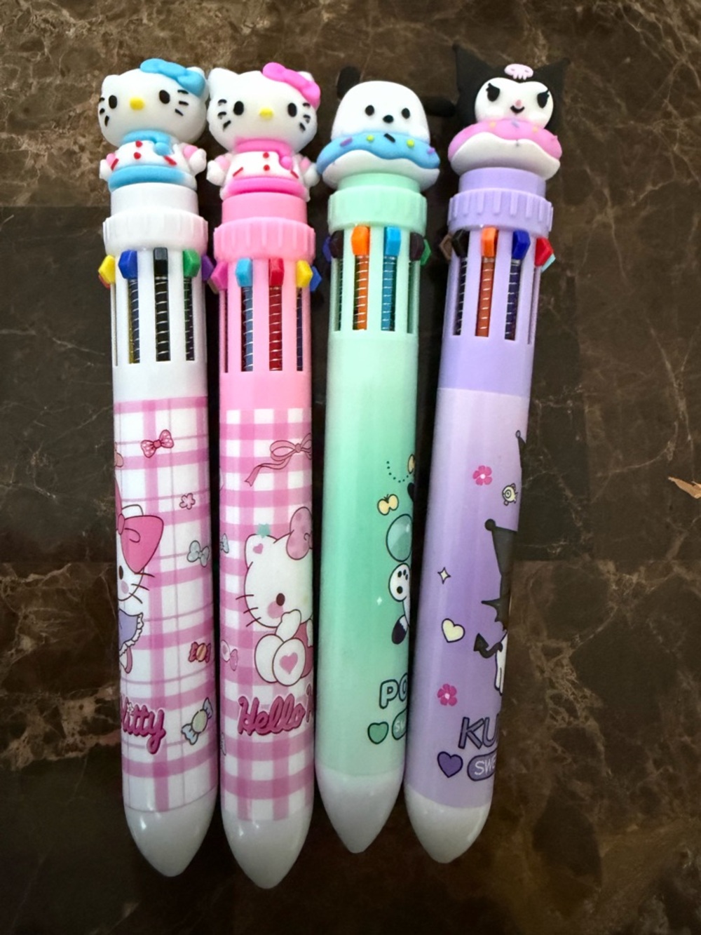 Sanrio Hello Kitty Kuromi Cinnamoroll Pochacco Soft Grip Gel Pens Lot of 6